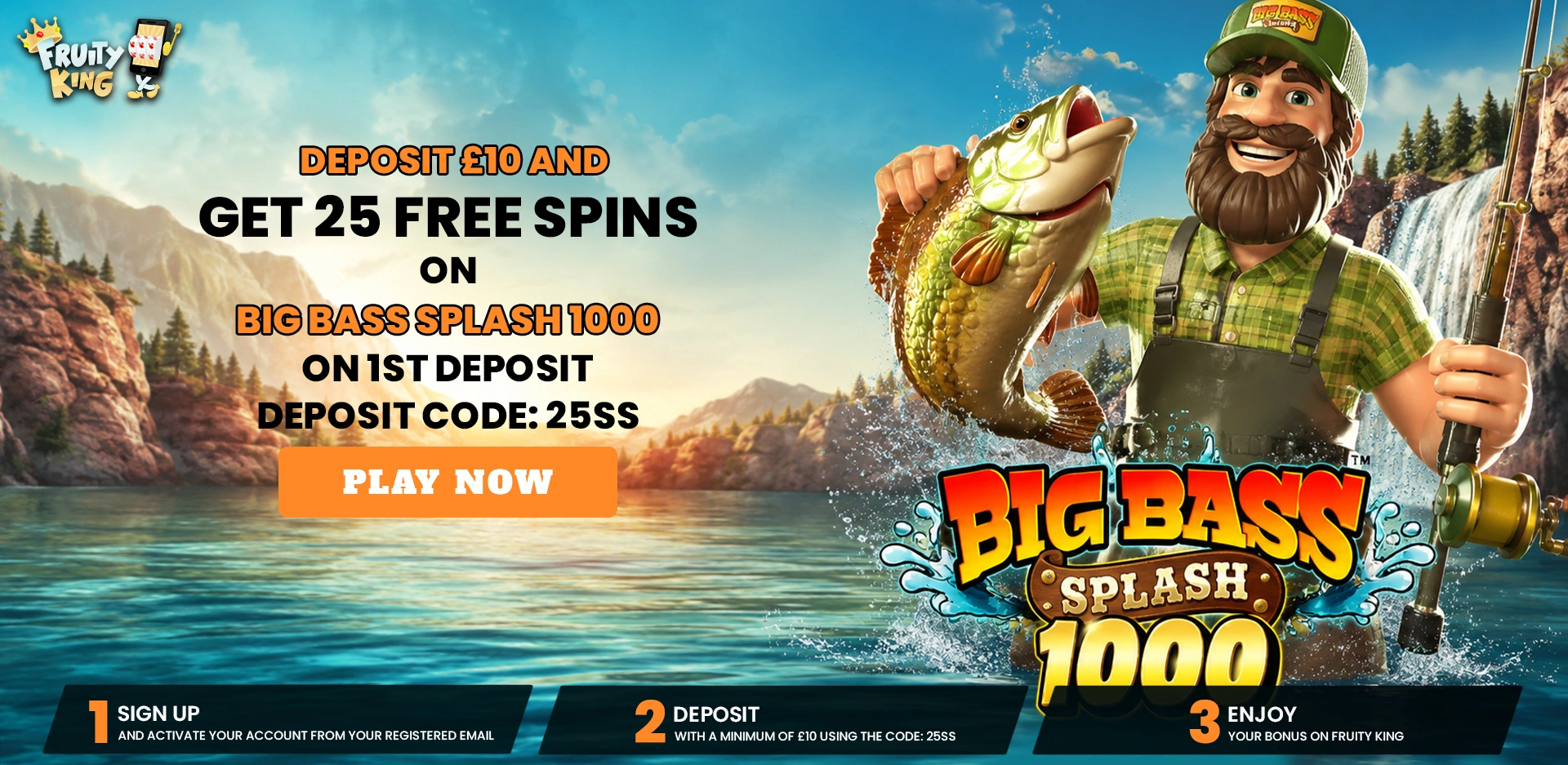 Deposit £10 and Get 25 Free Spins on Big Bass Splash 1000